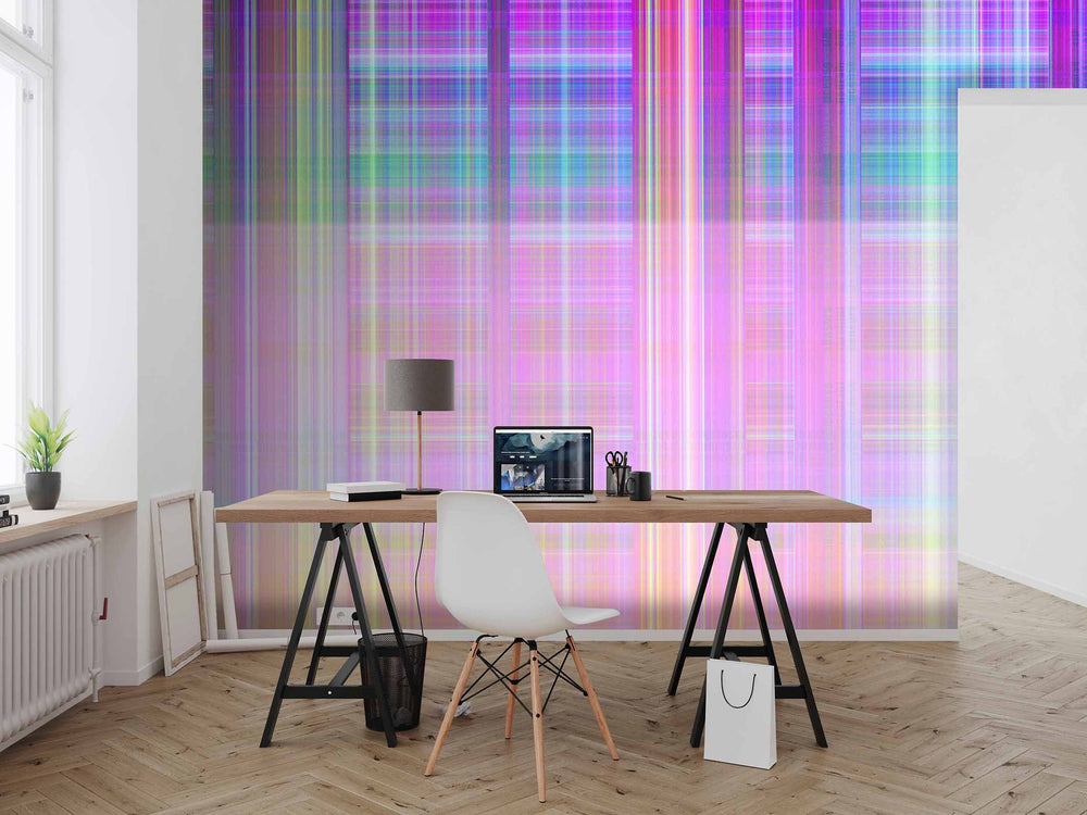 Digital Plaid in Pink - Wallpaper Mural - Quick Ship