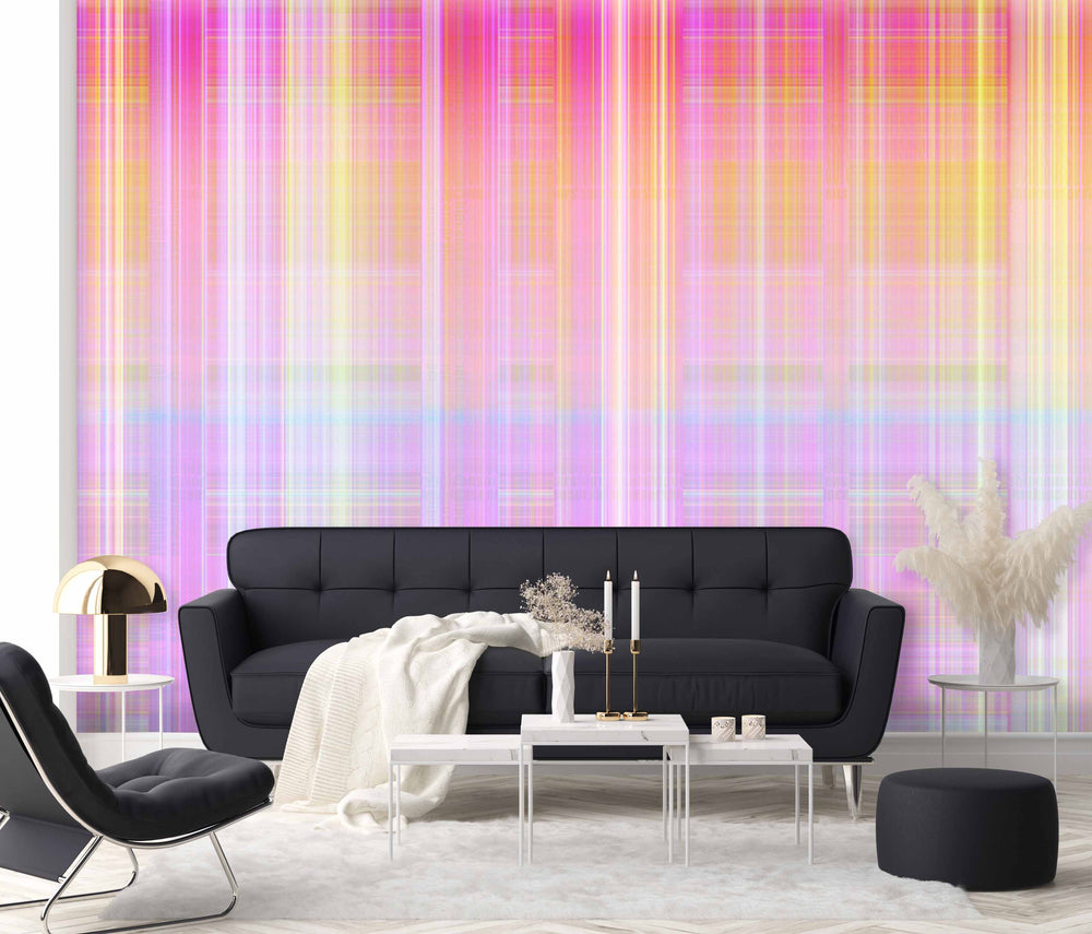 Digital Plaid in Pink - Wallpaper Mural - Quick Ship