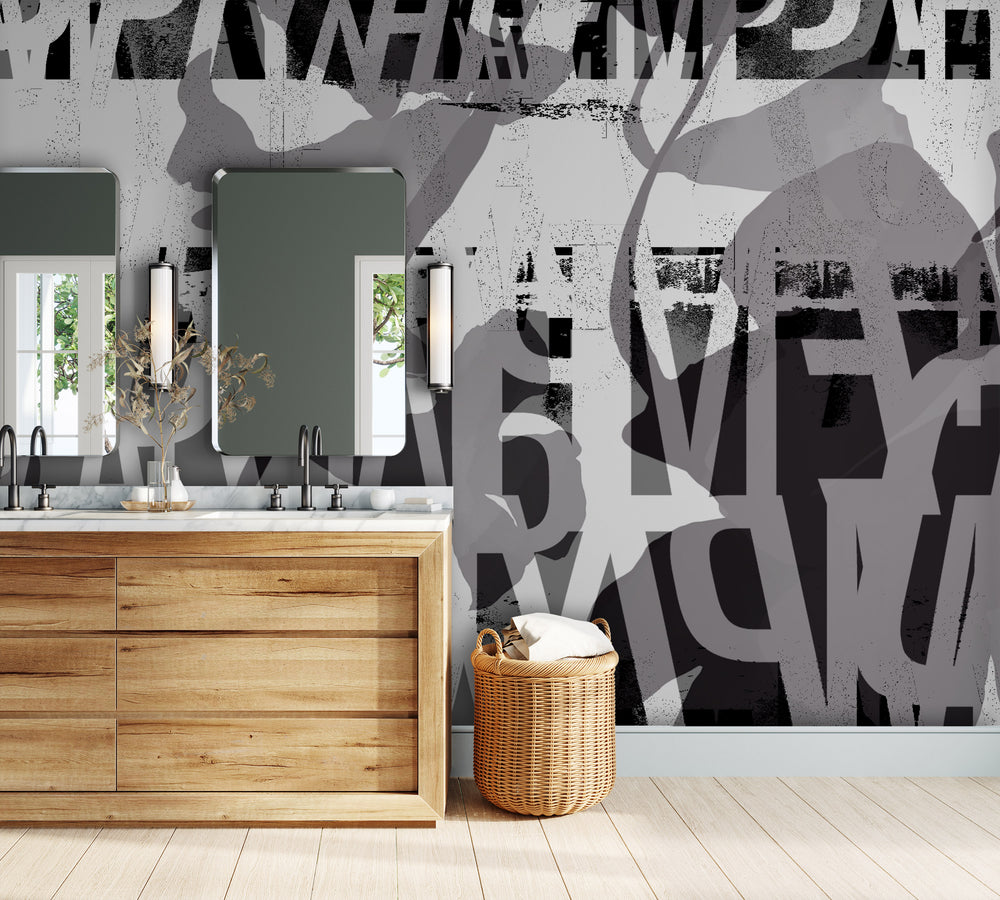 Reimagine in Charcoal - Wallpaper Mural - Quick Ship